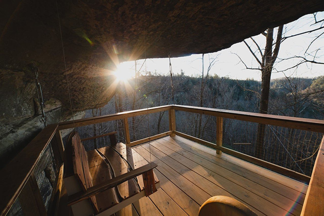 Cliff Dweller
Campton, KY
Entire Home | Starting at $696/night | Host 4 Guests
&#147;It doesn't get more extreme or unique than this folks!
Bolted high above the canopy in the Red River Gorge, KY, Cliff Dweller is now our most extreme and athletic place to spend the night! After a journey up several hundred suspended stairs, welcome to your cliff kitchen, bathroom and bedroom for four. The rocks, the views, the adventure, the solitude. This has it all!&#148;