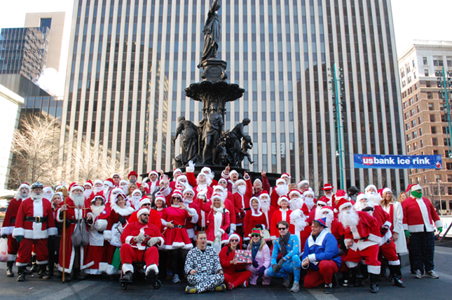 Santacon 2022 
Noon-midnight Dec. 10
You better watch out, Cincinnati: SantaCon is coming to town. This annual debacle consists of bar-hopping Santa Clauses who sing carols and drink themselves onto the naughty list with Christmas “spirits” across the city. The yuletide drinking expedition begins at Hard Rock Casino at 11 a.m. for early bird registration, while the party then spreads its hedonistic Christmas cheer across more than 50 venues in Downtown, Mt. Adams and Covington. The event’s website expects 10,000 Santas to participate across the city. Don’t sit on Santa’s knee if his nose is redder than Rudolph’s — it’s not Christmas magic, it’s just alcohol-induced rosacea.  Noon-midnight Dec. 10. Citywide, cincinnatisantacon.com.  