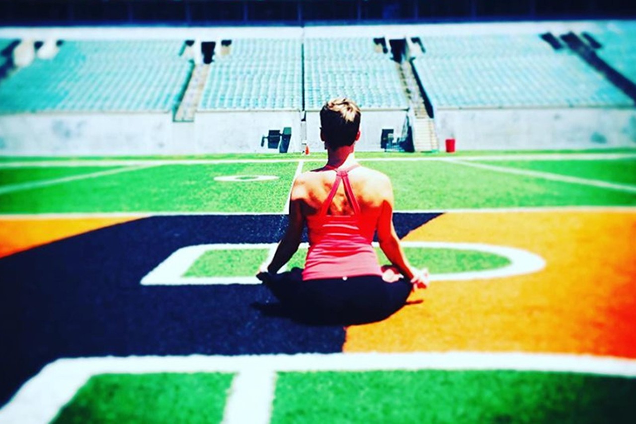 SATURDAY 20
EVENT: NamasDEY: Yoga on the Field at Paul Brown Stadium
1 Paul Brown Stadium, Downtown
The pun might be cringy, but the yoga will be meditative. Come out to the Bengals&#146; field for an all-levels class led by instructors from The Yoga Bar. Bring your own yoga mat. Event is rain or shine. Entry fee proceeds go toward the Tidal Babe Period Bank, which provides feminine care products to local women in need. 8:30 a.m. check in; 9-10 a.m. class Saturday. $10. facebook.com/bengals.
Photo: Facebook.com/TheYogaBars