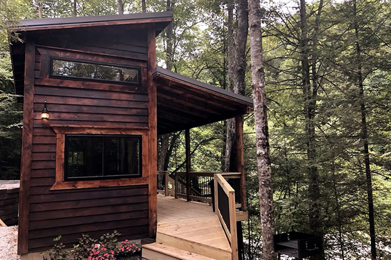Theodore Tiny Cabin
Powell County, Kentucky
From $145/night | Hosts 4 guests
"Welcome to your getaway in the Red River Gorge! Located on a rare piece of privately held land within the Daniel Boone National Forest is "Theodore Overlook". Named after President Roosevelt, creator of the US Forest Service, "Theodore Overlook" pays homage to that rich history and those who protect our National Parks and Forests.  
Theodore is perfectly situated on a wooded lot with the relaxing sounds of nature and the stream just below the decks.&#148; &#151; Airbnb 
Photo via airbnb.com
