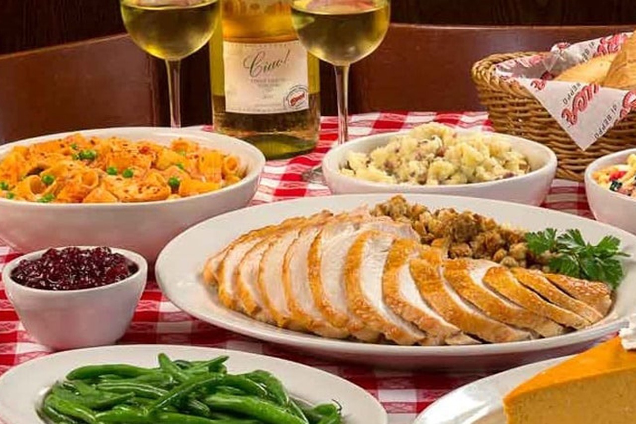 Buca di Beppo
Buca di Beppo is serving a Thanksgiving feast, family-style, with sliced white meat turkey, homestyle gravy, roasted garlic mashed potatoes, spicy Italian sausage stuffing, green beans, cranberry sauce and pumpkin pie. They also offer Thanksgiving catering and Thanksgiving dinner to go. RSVP online or via 513-396-7673. Opens 11 a.m. Nov. 28. $68.99-$134.99. Buca di Beppo, 2635 Edmondson Road, Rookwood, bucadibeppo.com.
Photo via bucadibeppo.com