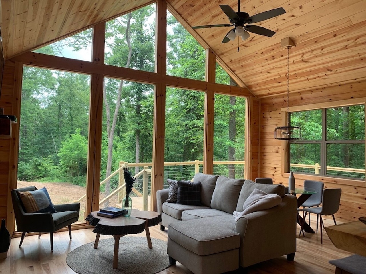 Fern Haven Cabin
Hocking Hills, Ohio
From $239/night | Hosts 4 guests
“Escape to this brand new build - a modern cabin with everything you need for a luxurious getaway in the woods. A short 10-20 minute drive to the main Hocking Hills attractions - Ash Cave, Cedar Falls, and Old Man's Cave, this cabin is a perfect place to unwind with your loved one. Nestled on 44 acres and 2 other cabins you'll be able to enjoy trails on the property as well. This cabin was designed with modern touches and a wall of windows to bring nature to you!” — Vrbo