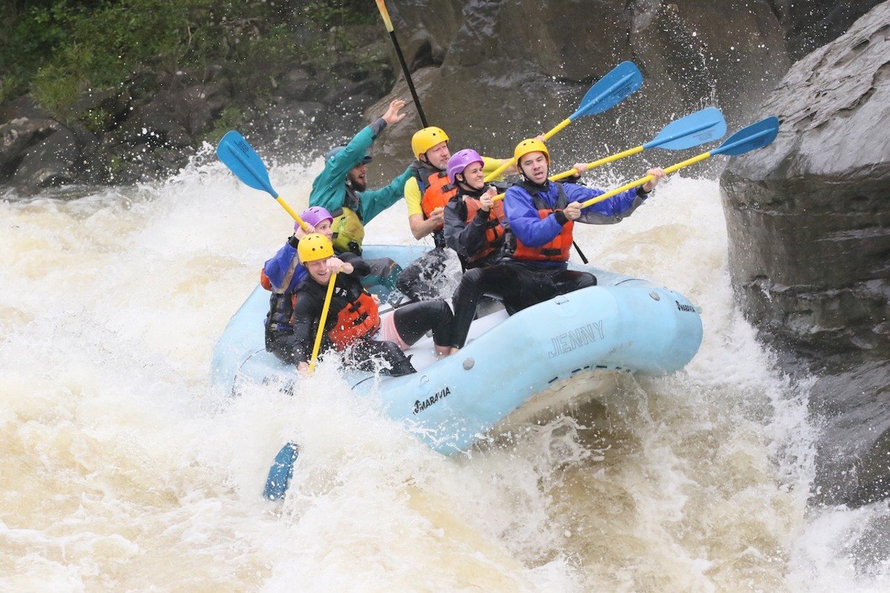 Gauley River Recreation Area, West Virginia
Distance: 4 hours and 45 minutes 
For some adrenaline-pumping action this fall, the Gauley River Recreation and New River Gorge areas in West Virginia offer some quality whitewater rafting. From September through mid-October, scheduled releases from the Summersville Dam create incredible rapids on the Gauley River. The Upper Gauley offers Class V rapids, while the Lower Gauley is a tamer experience. The New River also has whitewater rafting opportunities, with the lower portion seeing Class II-IV rapids and the upper portion offering Class I-III rapids, along with shoals and calm pools, making this a more kid-friendly spot. You can explore different whitewater rafting experiences and find a qualified guide here. Not interested in rafting? These destinations also offer plenty of fishing, hiking and camping opportunities.