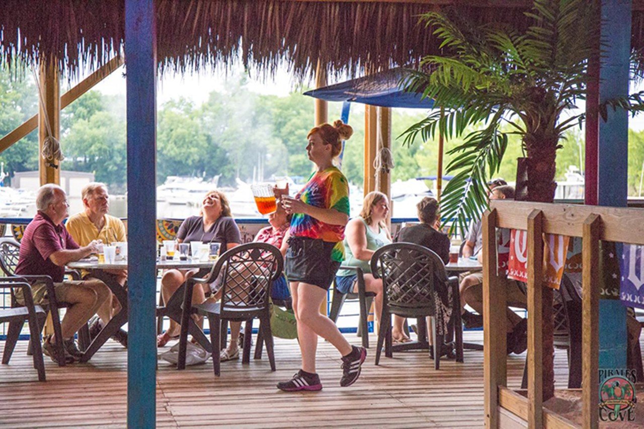 Pirate&#146;s Cove
4609 Kellogg Ave., East End
&#147;Stay-cation&#148; means something to the folks at Pirate&#146;s Cove. They have the occasional pirate roaming the grounds for the kids, signature cocktails, Key West-inspired cuisine and live music. The patio overlooks the Ohio River and the Four Seasons Marina.
Photo: Facebook.com/PiratesCoveCincy