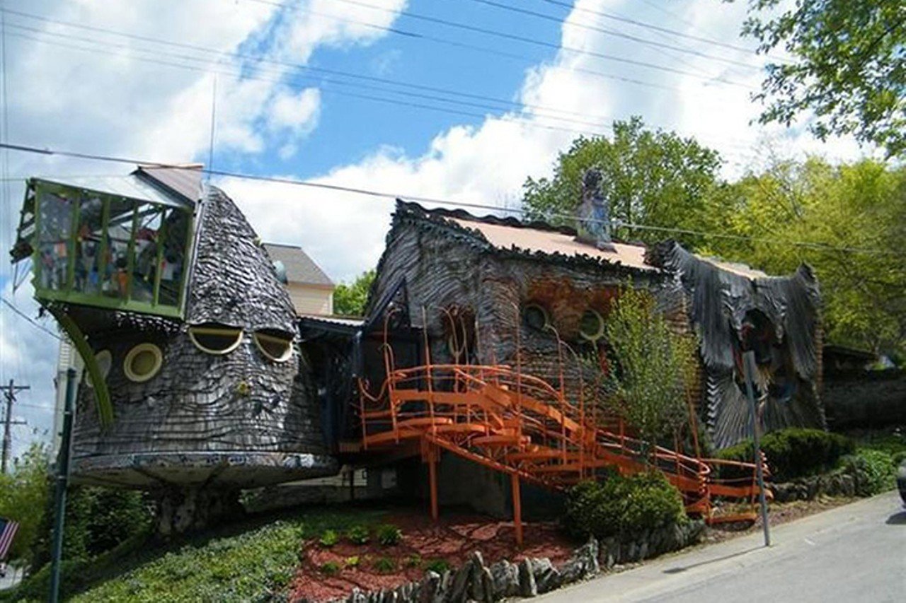 Visit The Mushroom House
3331 Erie Ave., Hyde Park
Architect Terry Brown was a University of Cincinnati professor of architecture and interior design, but to most in our region he&#146;s known as the guy behind Hyde Park&#146;s famed &#147;Mushroom House.&#148; Guests at street level will notice a winding entry staircase and a misshapen exterior constructed of metal, glass, ceramic and warped wood shingles, suggesting a fairy tale or bizarre, otherworld-esue appearance that looks like a very large mushroom. The one-bedroom, one-bath, 1,260-square-foot structure was built by Brown from 1992 to 2006, and served as his second residence until his death in 2008. 
Photo via Zillow listing.