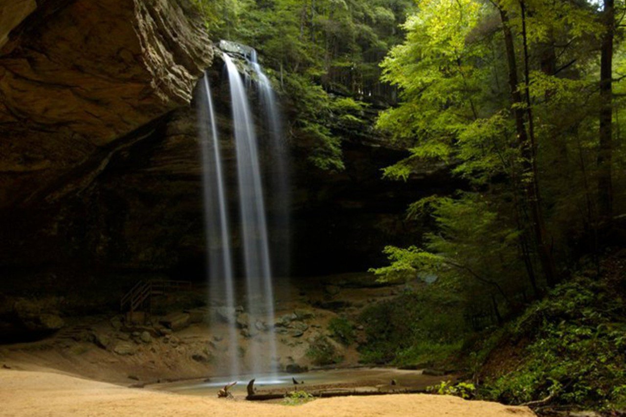 Hocking Hills State Park
19852 OH-664, Logan, Ohio
Distance: 2 hours and 30 minutes
Hocking Hills State Park has five different sections within the 9,000+ acres of land to explore. Millions of guests embrace the forest year-round by hiking, rock climbing, canoeing and camping on one of the 200 campsites in the area. A must-see is Ash Cave, an out-of-this-world rock formation that just so happens to be the biggest recess cave in the state.
Photo via Facebook.com/HockingHillsStatePark