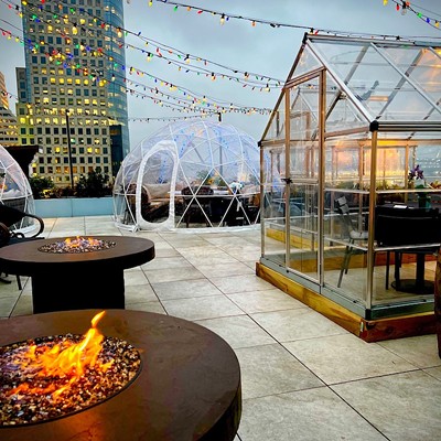 The View at Shires’ Garden309 Vine St. 10th Floor, DowntownThe rooftop deck at Shires’ Garden has brought back its igloos and special garden greenhouses for the winter. Reservations are required in advance for parties of two, four and up to eight people to snag a spot for up to two hours. Each dome has a heater and individual speakers, plus a food and drink minimum. A $50 deposit is required.