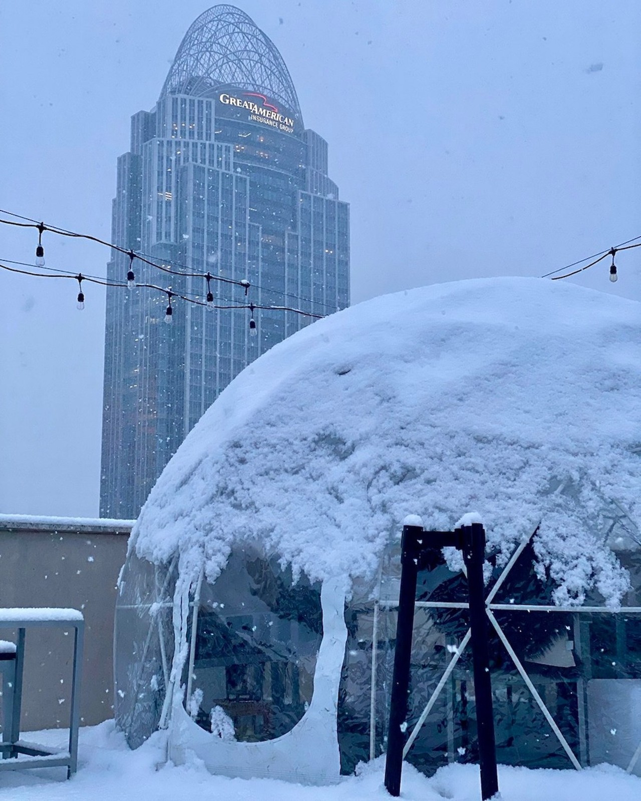 AC Upper Deck
135 Joe Nuxhall Way, Downtown
Get a birds-eye view of The Banks from the igloos at the AC Upper Deck. Each can seat eight people and includes a heater. Igloos are $32 to reserve, and there is a food and drink minimum.
