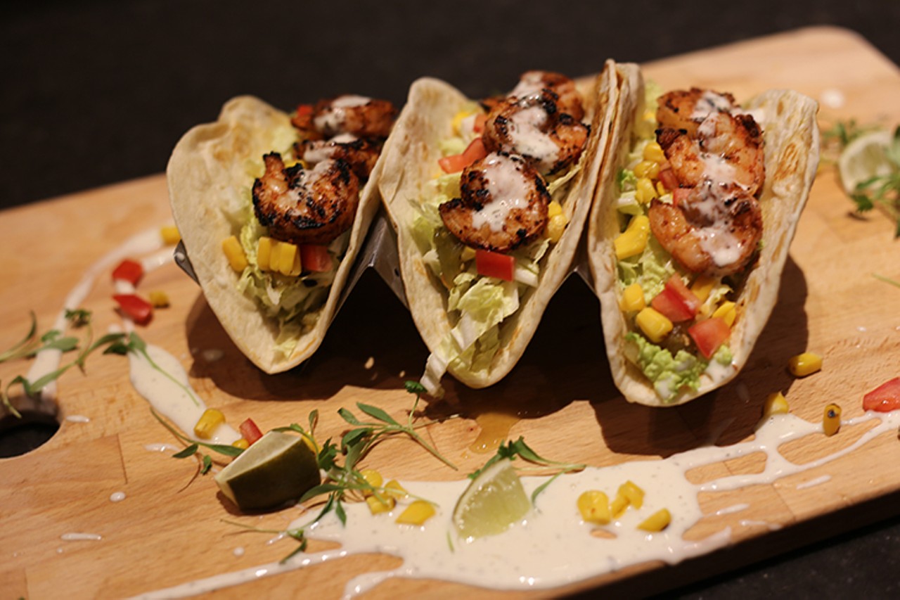 Trifecta Eatery at Miami Valley Gaming
6000 State Route 63, Lebanon // Carry-Out Available
Bucky&#146;s Blackened Shrimp Taco: Blackened shrimp with cilantro crema, napa cabbage & tomatillo corn salsa on a hard or soft taco.
Karrikin Blaze Tequila Special: Karrikin Sweet & Spicy Madness $7
Photo: Trifecta Eatery