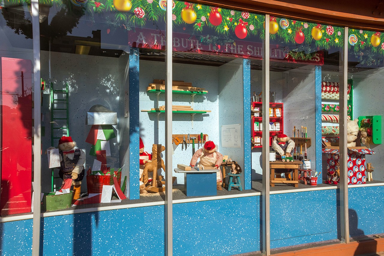 Visit the Shillito’s Elves at the Foundry
505 Vine St., Downtown
The famous Shillito’s Elves will be on display at the Foundry near Fountain Square again this year. The decades-old elves moved to that location for the first time in 2022, a callback to their first appearance in the storefront window of Cincinnati department store Shillito’s in the ‘50s. The mechanized figures depict various Christmas scenes, like the elves building toys in Santa’s workshop and sorting Santa’s mail. The same six elves will be on display: The Mail Sorter; Little Woodshop; Pete the Painter; Lazzie Bear and Gift Wrap; and Elves at home, including Ralph the Piano Player, Ned the Newspaper Reader and the four-stack of Bunkbed Elves dreaming of their toy deadline. 
You can catch the elves’ animated antics Monday through Friday 11 a.m. to 1 p.m. and then from 4 p.m. to 9 p.m., and from 11 a.m. to 9 p.m. on Saturdays and Sundays from Nov. 24-Jan. 2.