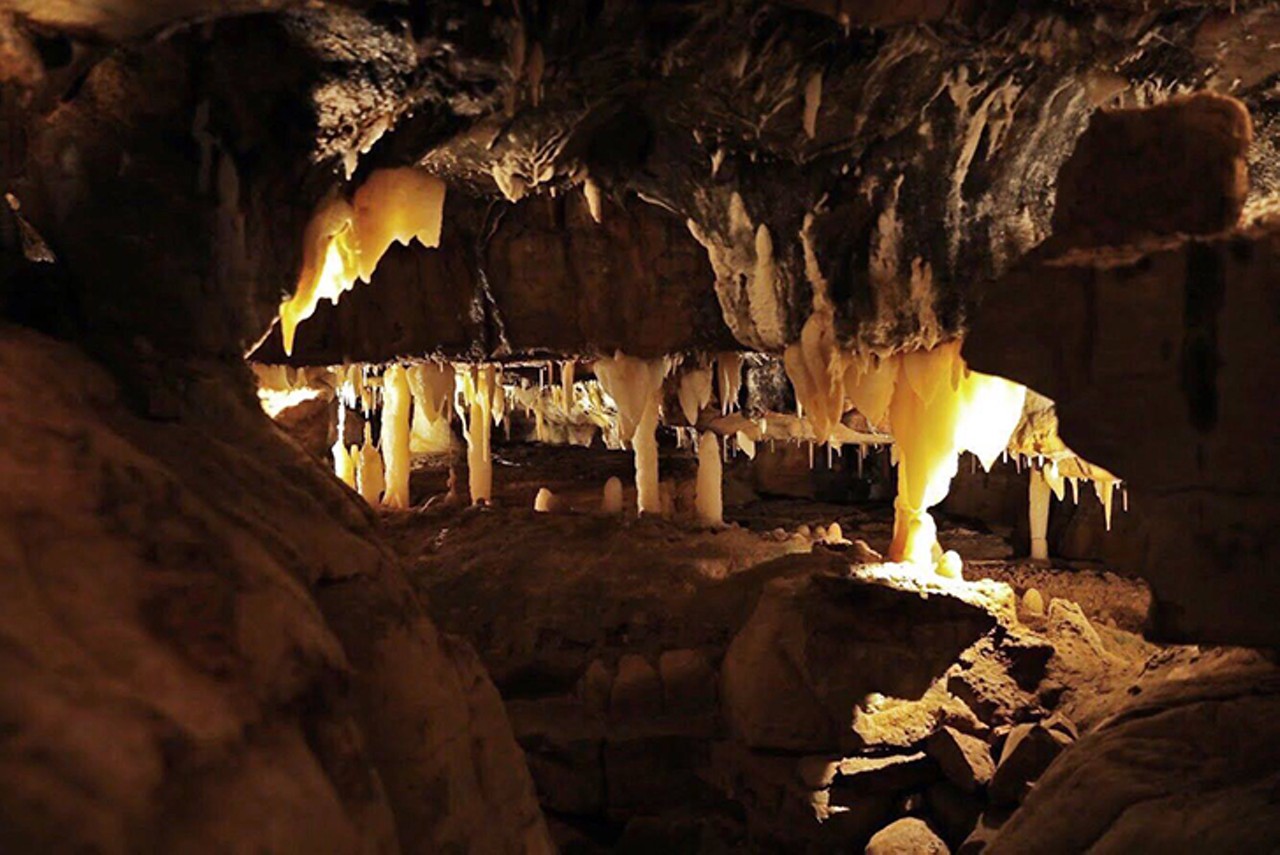 Go underground at the Ohio Caverns in West Liberty
2210 East State Route 245, West Liberty
The Ohio Caverns, the largest in the state, are a privately owned, two-mile stretch of stalactites, stalagmites, unusual rock formations and fossils. Rain and cold temperatures can&#146;t reach the cave, so the weather won't spoil your visit. Guided tours are offered every day from 9 a.m. to 5 p.m. during the fall season.
Photo via Facebook.com/ohiocaverns