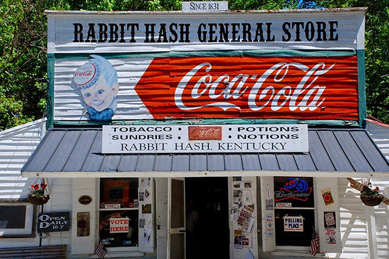 Rabbit Hash, Kentucky
Distance: 45 minutes
A scenic, 45-minute drive southwest takes you to Rabbit Hash, known for its historic general store and electing dogs as its mayor. Rabbit Hash General Store was known as &#147;the best known and best preserved country store in Kentucky,&#148; until it was destroyed by a fire in 2016. It was later restored and reopened in April 2017.  
Photo via Facebook.com/RabbitHashKY