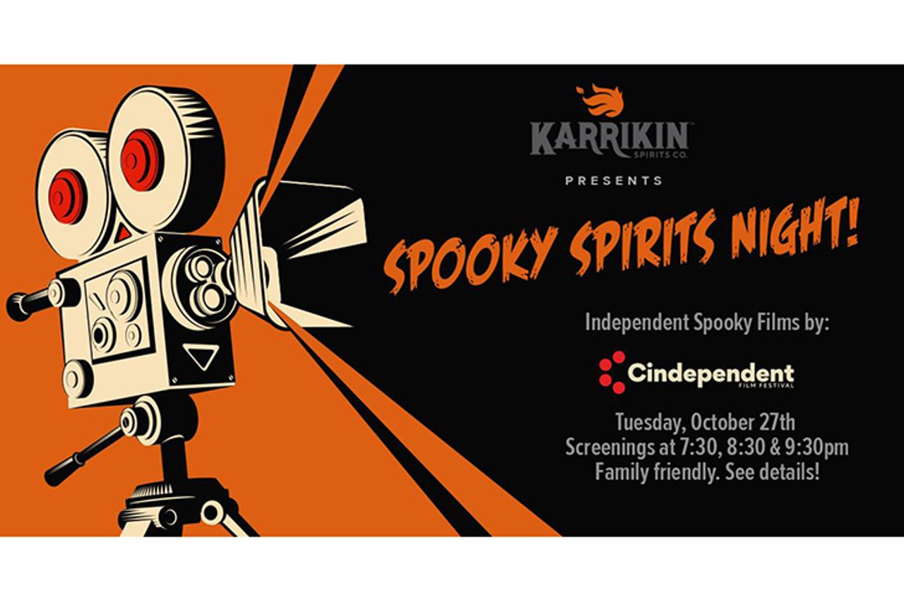 Karrikin Spooky Spirits Night
Karrikin and Cindependent Film Festival will be offering a unique horror film experience on Halloween week. With the help of Cindependent&#146;s Reels on Wheels mobile film screening trailer, five independent, family-friendly short films will be screened in a socially-distanced setting outside Karrikin&#146;s Fairfax distillery. The total run time is 40 minutes, and showings are offered every hour from 7:30-10 p.m. Tickets cost $5 per person, with a limit of 60 people per screening. For parents, seasonal cocktails and beer will be served, as well as free hot chocolate for kids. Don&#146;t forget to dress up and participate in the costume contest for a chance at winning a gift card prize.
4-10 p.m. Oct 27. 3717 Jonlen Drive, Fairfax.
Photo via Facebook Event Page</a