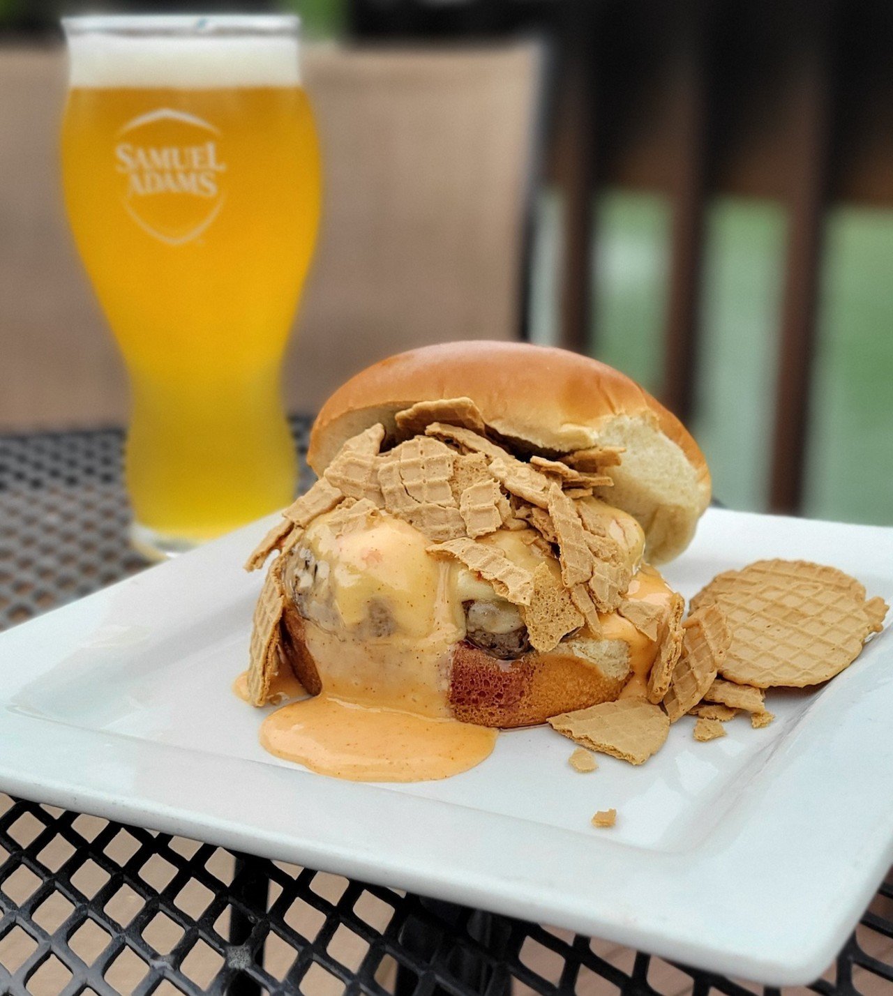 deSha’s
11320 Montgomery Road, Symmes Township
Burger & Waffles: Chargrilled all-beef patty with peppadew cheddar cheese and spicy maple aioli, topped with crunchy waffle chips and served on a grilled brioche bun.