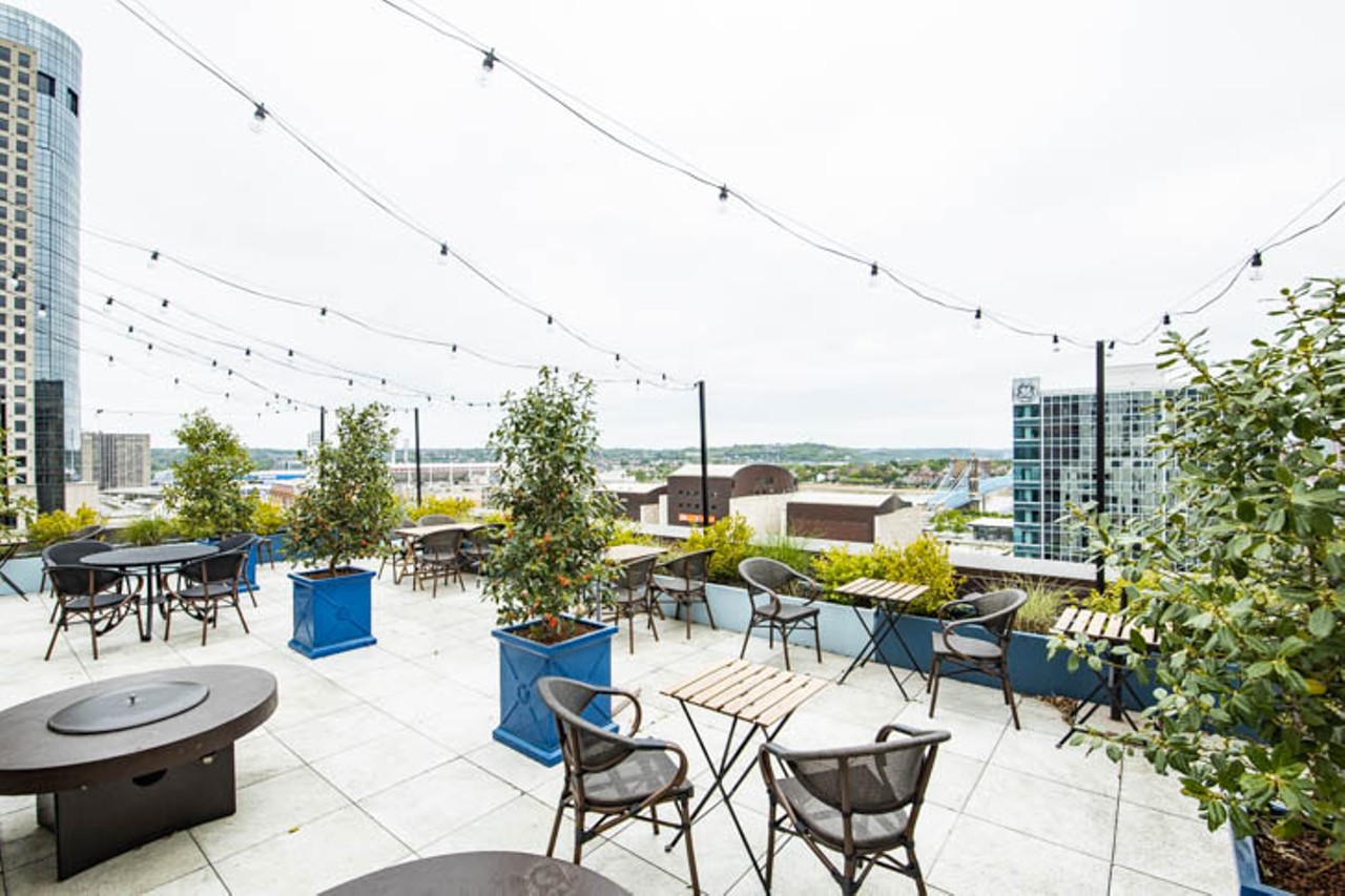 The rooftop patio at The View at Shires' Garden