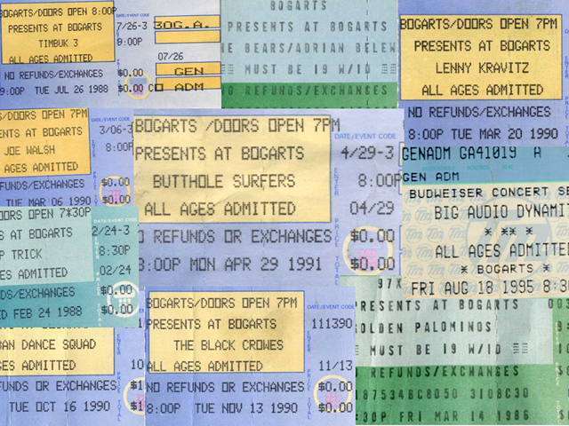 Bogart's ticket stubs through the years