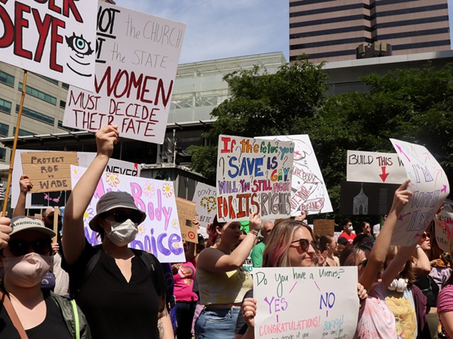 Abortion-ban protesters gather in Cincinnati in May 2022.