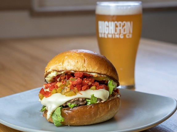 HighGrain Brewing Co.
6860 Plainfield Road, Silverton
"I Can't Believe It's Not Guac" Burger: Berry Farm's beef, avocado mayo, pickled pepper relish, pepper jack cheese, crushed Flamin' Hots and romaine.