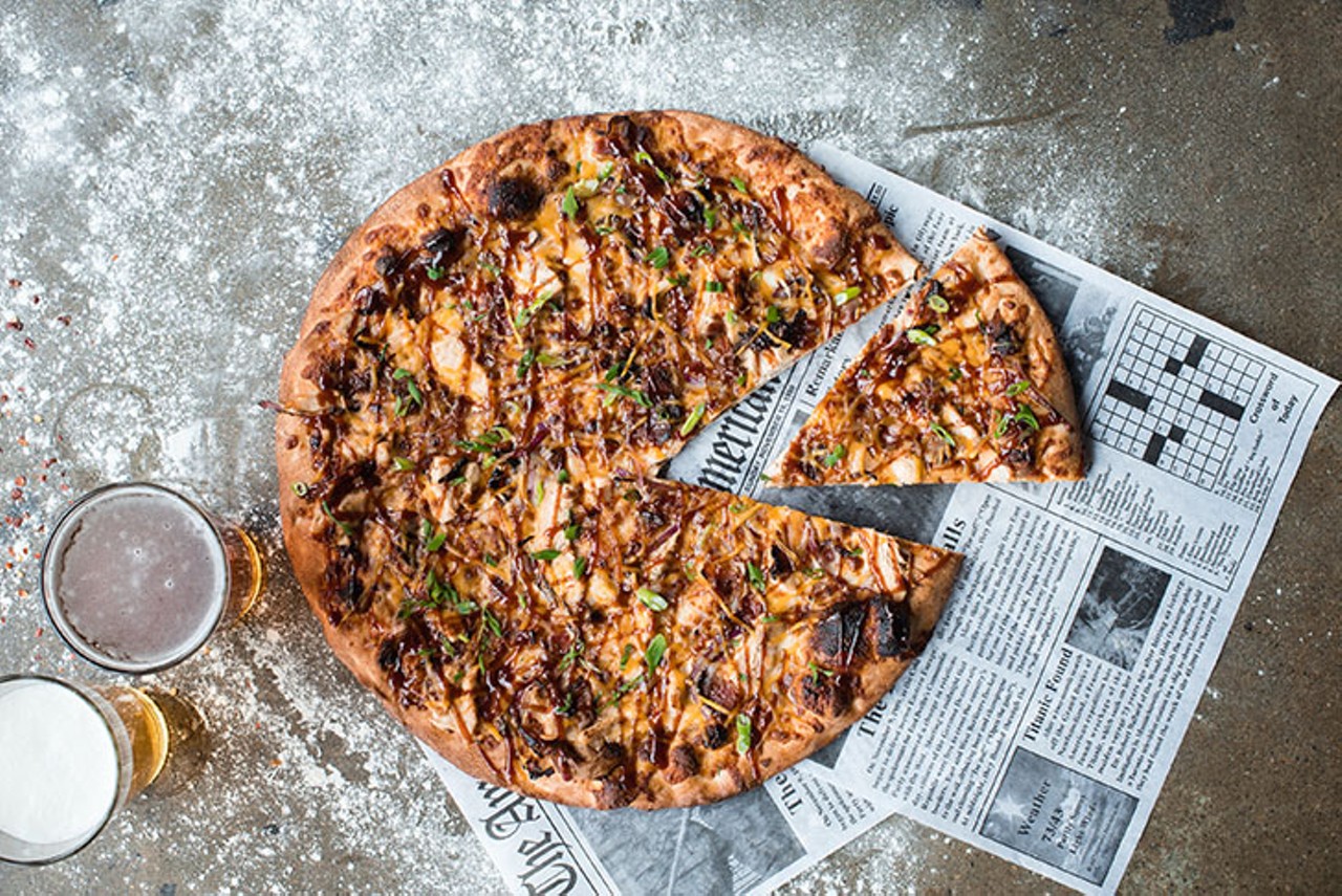 Two Cities Pizza Co.
202 W. Main St., Mason
12&#148; Gotham Gangster:  New York-style pizza with chicken, bacon, red onion, scallion and a barbecue sauce drizzle.
Photo: Provided by restaurant