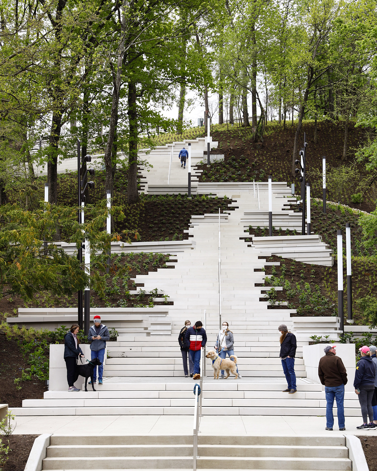 Art Climb Steps at CAM
Gilbert Avenue & Eden Park Drive, Walnut Hills
On the corner of the Cincinnati Art Museum’s property are multiple flights of steps leading from Gilbert Avenue up to the museum. But to quote the art museum, “It’s an art experience — not just steps.” On the Art Climb are three outdoor sculptures to view, including two from Pyramid Hill’s collection. And once you make it to the stop of the steps – about a 450-foot climb – you’re rewarded with a great view of the city.