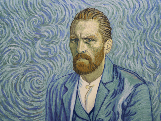 A painting-inspired image of the artist from "Loving Vincent"