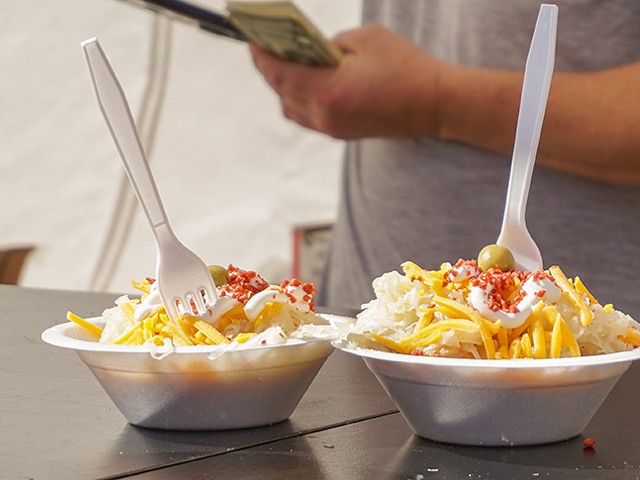 A "German Sundae" is one of the most popular foods at the Ohio Sauerkraut Festival.