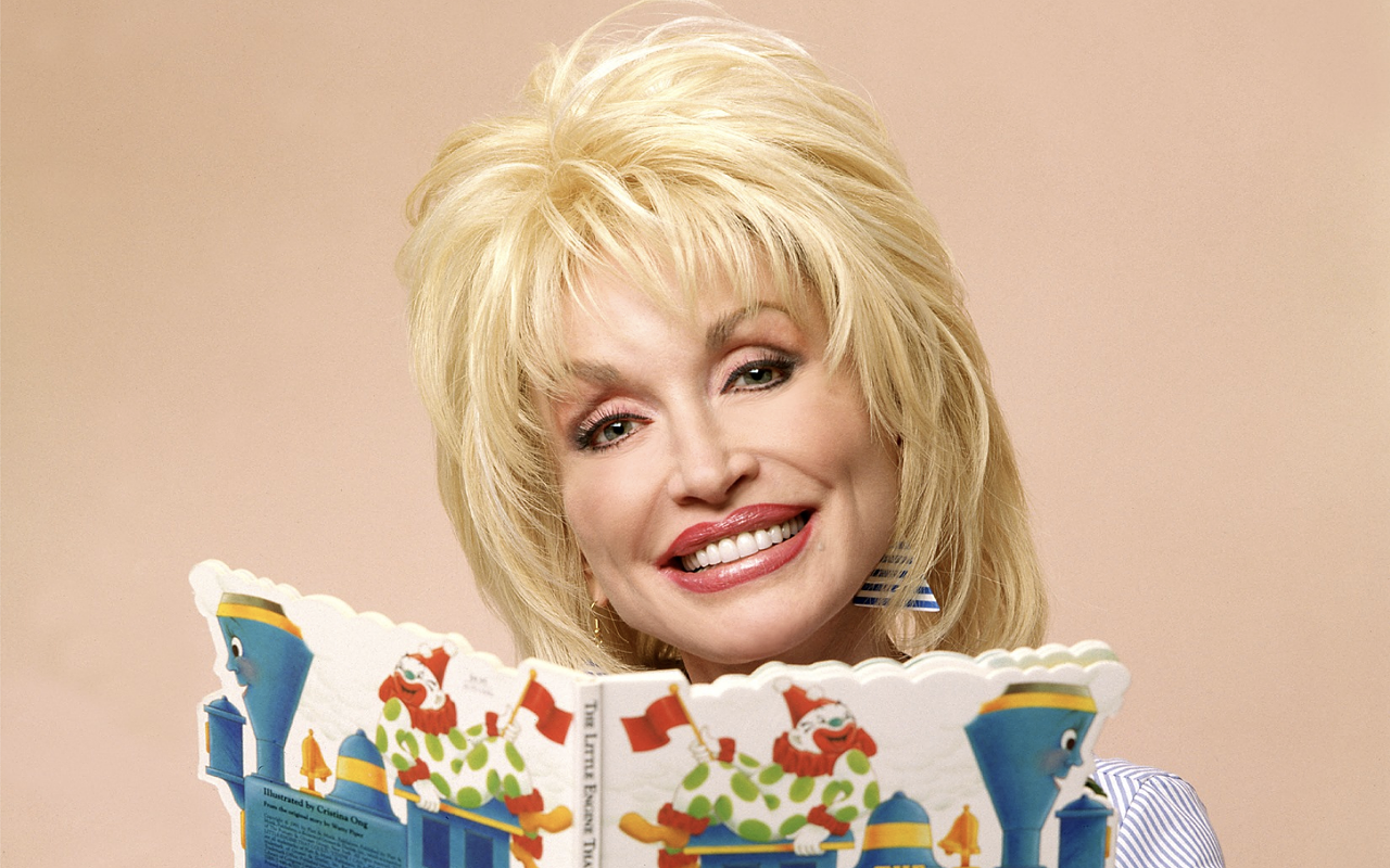 Dolly Parton celebrating Read Across America Day.