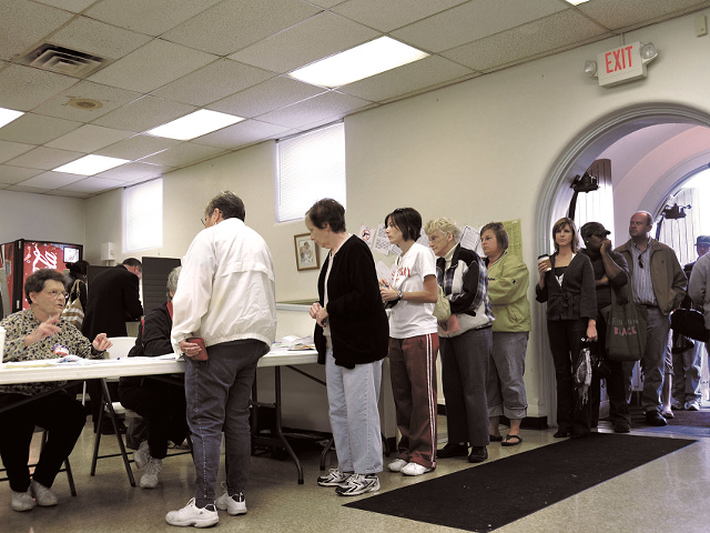 A line at a local polling location