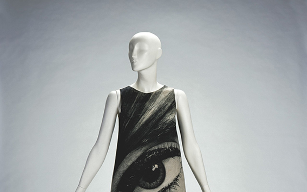 The Harry Gordon Poster Dress on display in Simply Brilliant: Artist-Jewelers of the 1960s and 1970s at the Cincinnati Art Museum