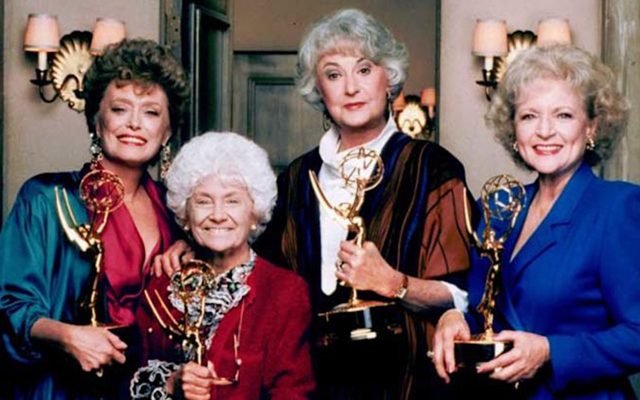 Betty White (far right) with the cast of The Golden Girls