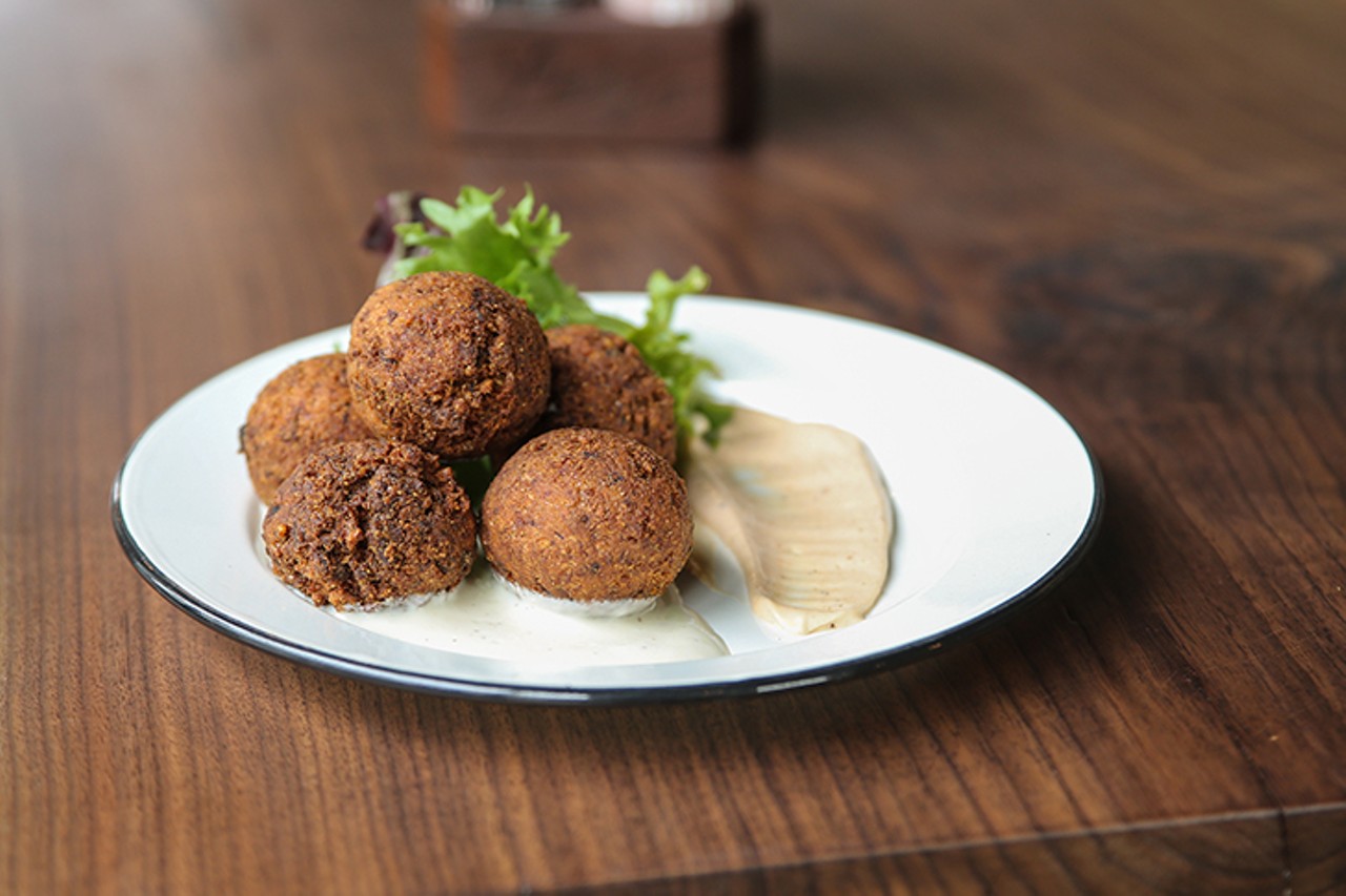 Libby&#146;s Southern Comfort
Goetta hushpuppies featuring Glier's Goetta, served with remoulade sauce and citrus honey cream
Photo: Provided by Libby&#146;s Southern Comfort