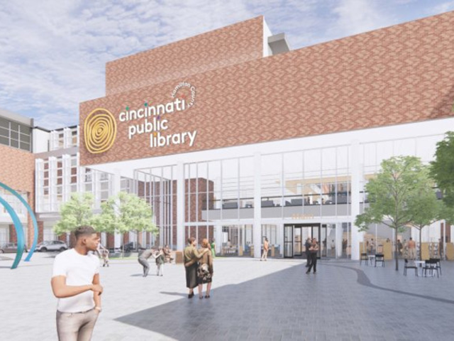 A rendering of the renovated Cincinnati Public Library downtown