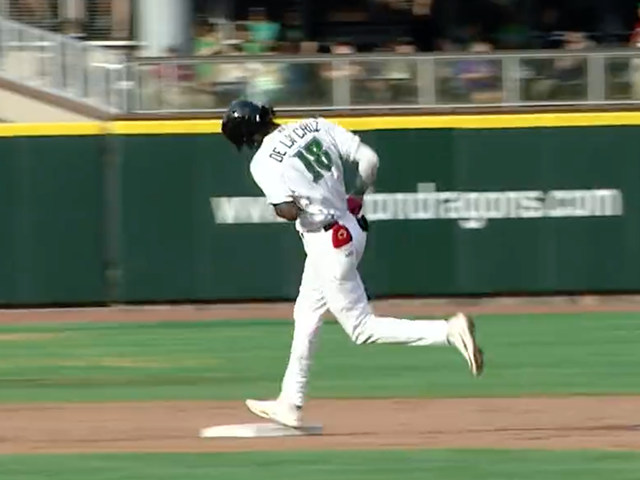 Elly De La Cruz runs the bases after hitting a home run for the Dayton Dragons on July 7, 2022.