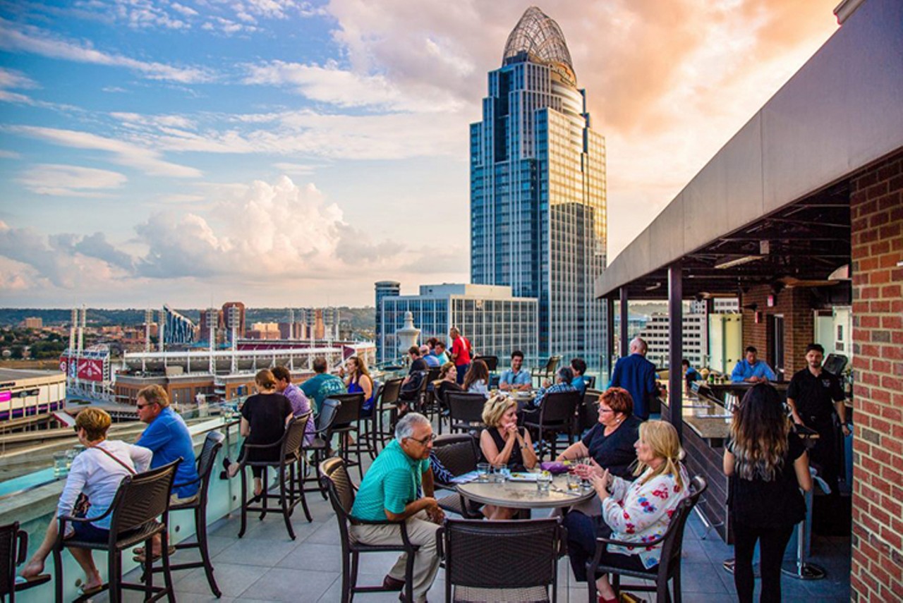 3. Top of the Park at The Phelps
506 E. Fourth St., Downtown
On the roof of this downtown hotel, catch 360-degree views of the city and the river from its vantage point at the base of Lytle Park. Amenities include tabletop fire features, TVs and live music, plus a tapas menu shareable bites.
Photo: Hailey Bollinger