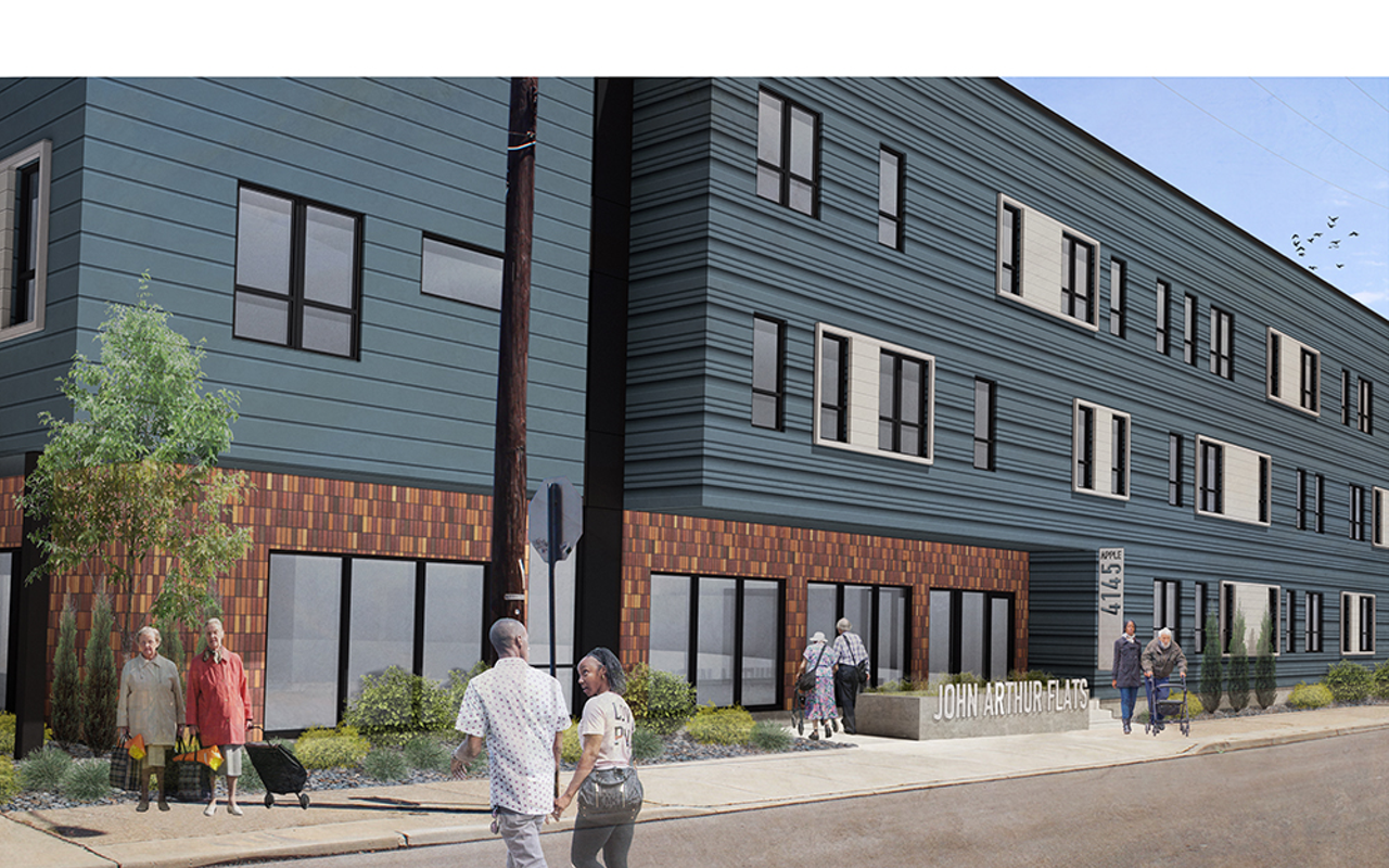 A rendering of the John Arthur Flats, the city's first LGBTQ-friendly affordable housing community for seniors. The name honors the late John Montgomery Arthur, a Cincinnati native and husband of Jim Obergefell — the plaintiff in the Supreme Court case that legalized same-sex marriage in the United States.