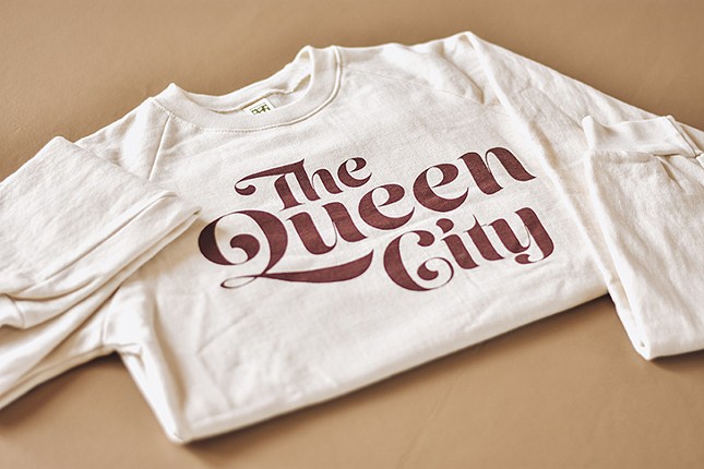 Queen City retro crewneck sweatshirt, $25, Rivertown Inkery, 3096 Madison Road, Oakley, rivertowninkery.com