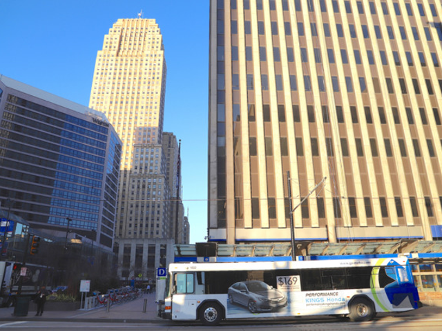 A Metro bus near Government Square downtown