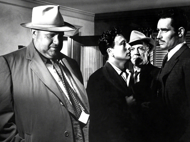 Orson Welles, Joseph Calleia, Victor Millan and Charlton Heston in "Touch of Evil."