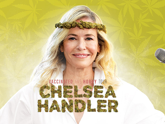 Chelsea Handler, vaccinated, horny and wearing a crown of cannabis.