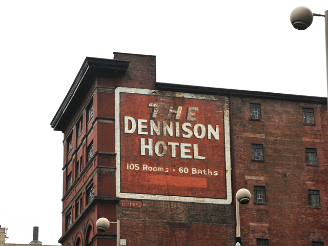 Dennison Hotel sign, 716 Main St., Downtown