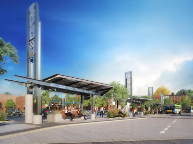 A rendering of the coming Northside Transit Center
