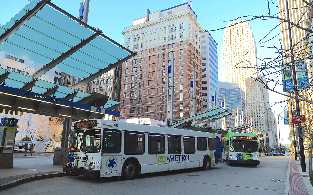 Metro buses at Government Square downtown