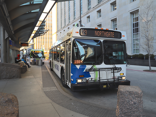 A Metro bus at Government Square in downtown Cincinnati