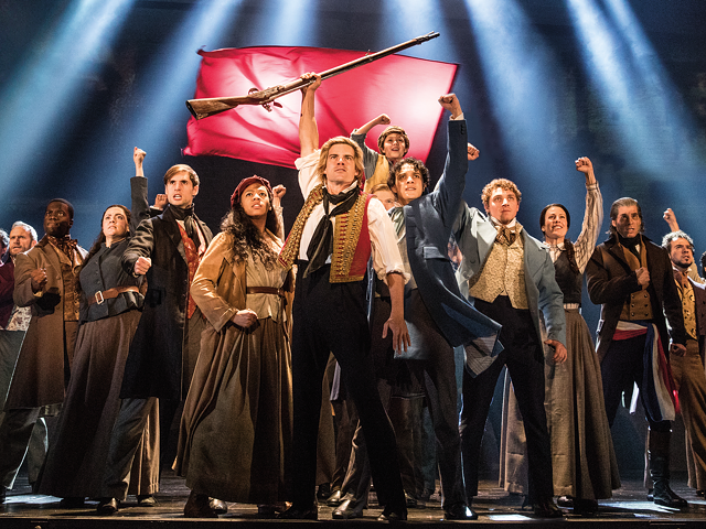 The touring Broadway production of "Les Misérables" performing "One Day More."
