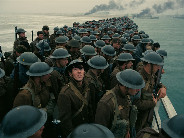 British soldiers evacuate by boat from France in "Dunkirk."