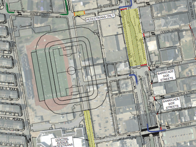 Renderings of FC Cincinnati's MLS stadium footprint and proposed road closures on game days.