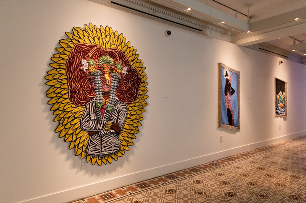 From left to right: Jody Paulsen's "Imaginary Best Friend," Athi-Patra Ruga's "The Coronation of Unongoloza" and Ruga's "Miss Lolust Bringer"
