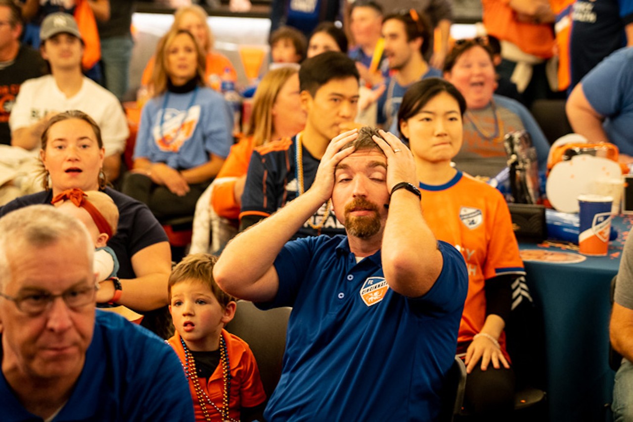 FC Cincinnati holds its first-ever playoff watch party for fans at TQL Stadium as the team takes on the New York Red Bulls on Oct. 15, 2022. FC Cincinnati won 2-1 and advances to the Eastern Conference semi-finals.