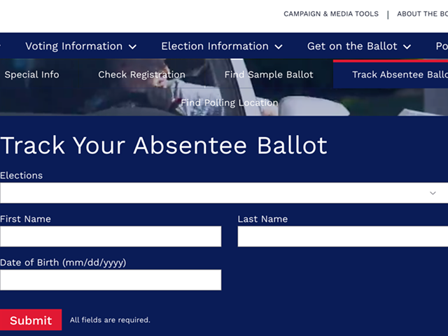 The "Track Your Absentee Ballot" section on the Hamilton County Board of Elections website.