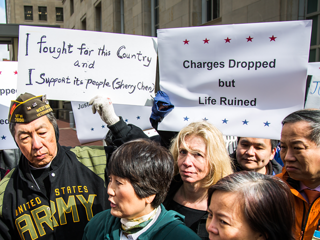 Sherry Chen and supporters rallied outside the federal courthouse on March 14.